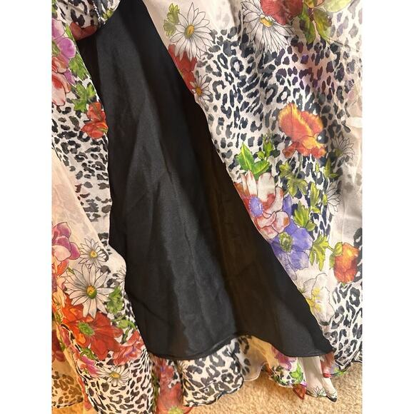 Vtg Ice 100% Silk Y2K Floral Animal Print Babydoll Strapless Dress Women Sz 10 - Picture 9 of 15